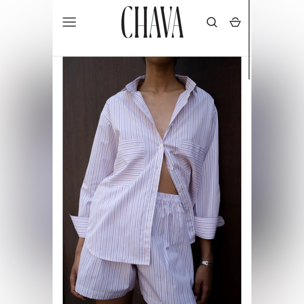 Chava Studio, handmade cranberry stripe button down x The Love List